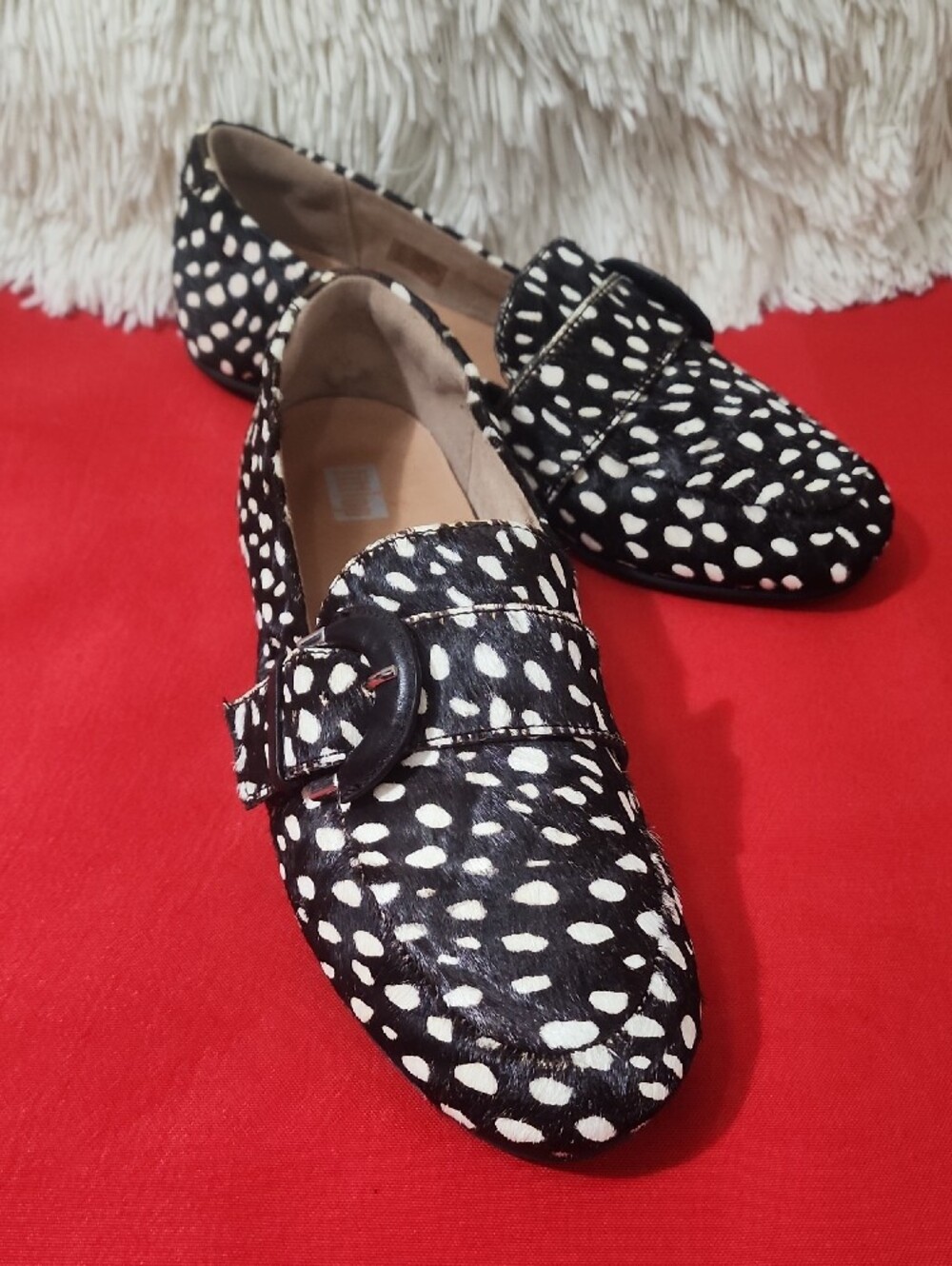 Fitflop Brown and White Spotted Loafers with Buckle
